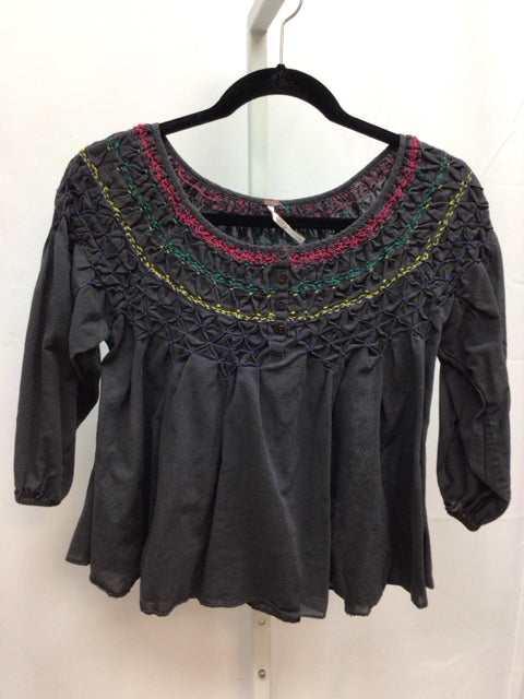 Free People Size XS Gray 3/4 Sleeve Top