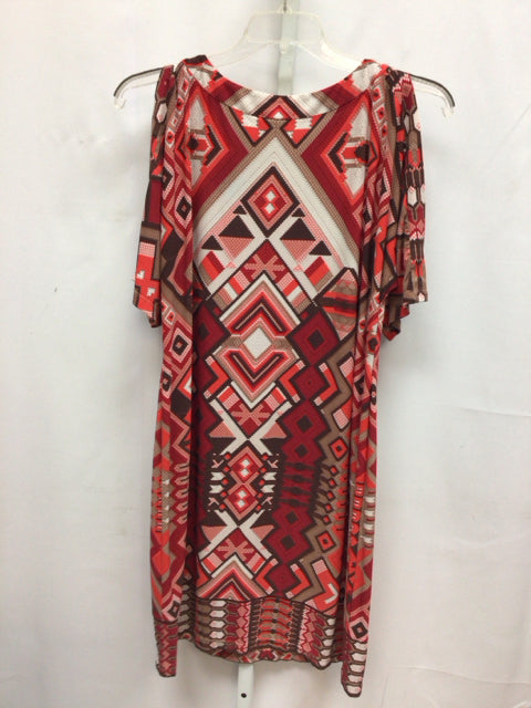 Size Large Chico's Red/Brown Cold Shoulder Dress