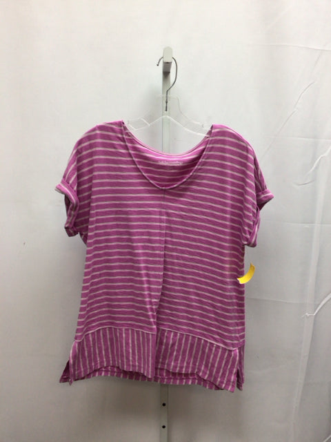 Soft Surroundings Size Medium Pink Stripe Short Sleeve Top