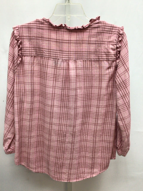 Lauren Conrad Size M Pink Plaid 3/4 Sleeve Top
