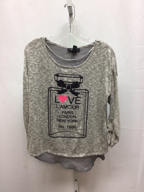 Style & Co. Size PL Gray Heather 3/4 Sleeve Top