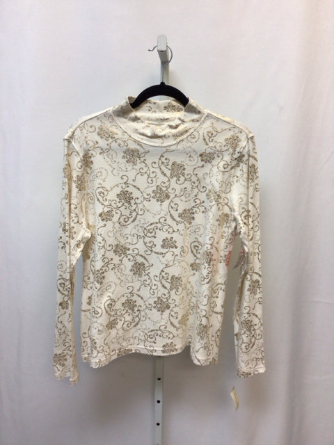 Studio Works Size PL Cream/Gold Long Sleeve Top
