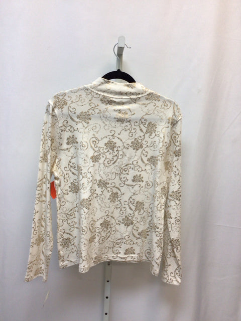Studio Works Size PL Cream/Gold Long Sleeve Top