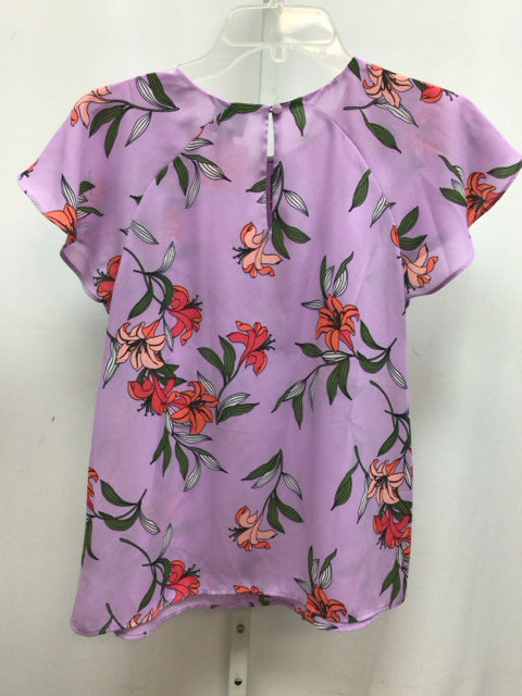 Worthington Size PS Purple Floral Short Sleeve Top