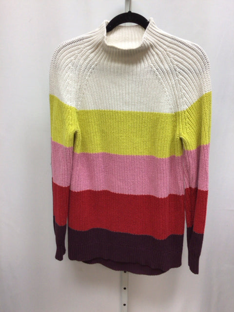 Style & Co. Size XL White Stripe Long Sleeve Sweater