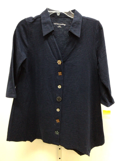 Soft Surroundings Size Small Navy 3/4 Sleeve Top
