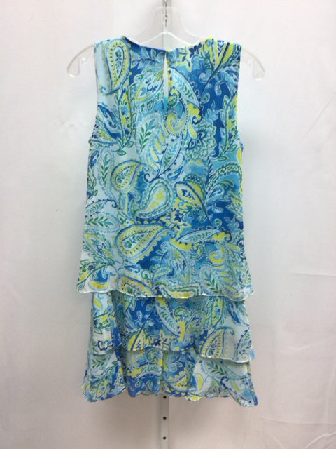 Size 4 lauren Aqua/yellow Sleeveless Dress