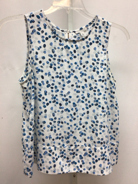 Halogen Size Small White/blue Sleeveless Top