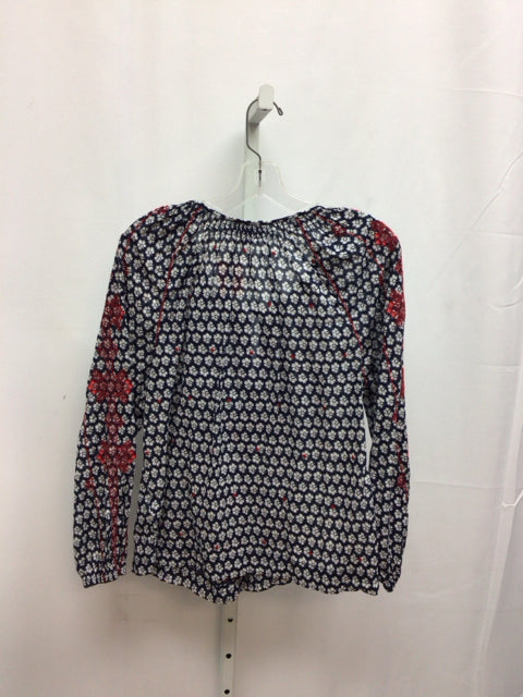 J.Crew Size 6 Blue Floral Long Sleeve Top