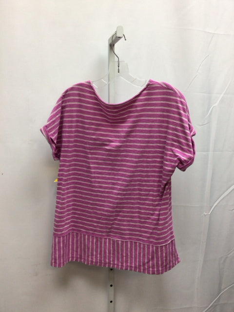 Soft Surroundings Size Medium Pink Stripe Short Sleeve Top