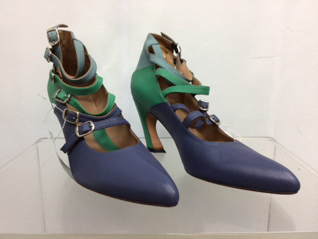John Fluevog Size 9.5 Blue/green Designer Shoe