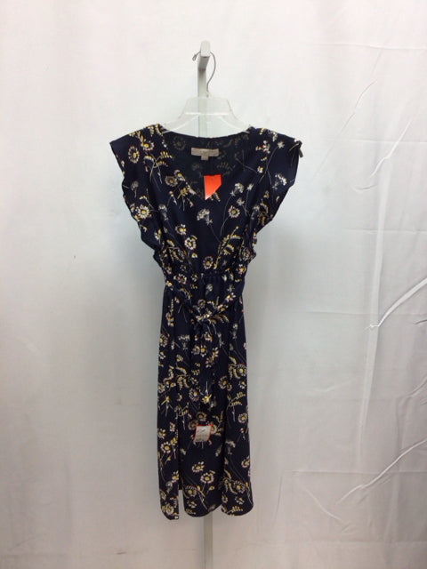 LOFT Size XXS Navy Floral Short Sleeve Dress