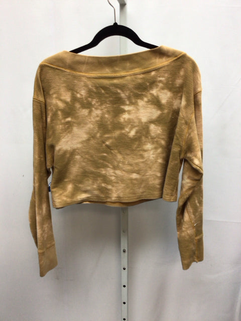 Free People Size Small Mustard Long Sleeve Top