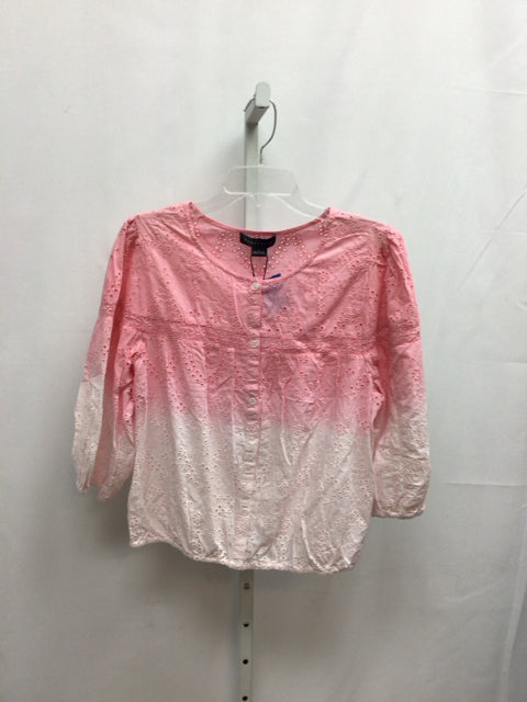 Sanctuary Size Large Pink/White 3/4 Sleeve Top