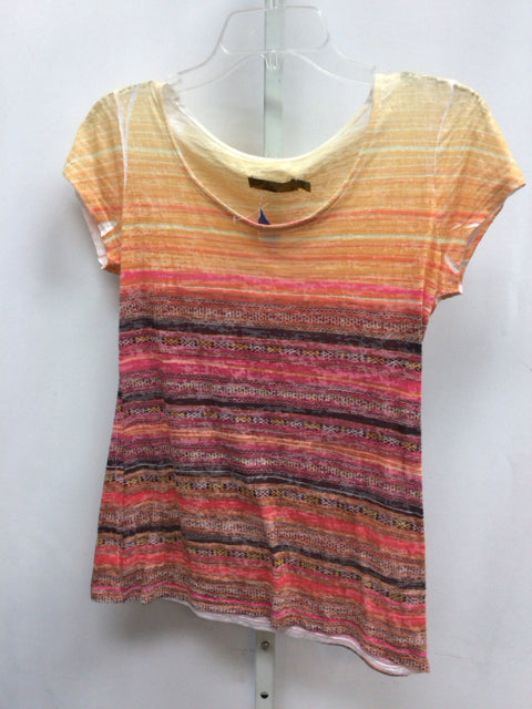 Prana Size Small yellow/pink Short Sleeve Top