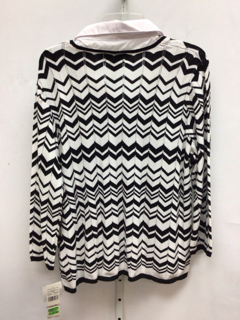 Alfred Dunner Size 1X Black/White Long Sleeve Top