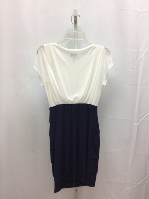 Enfocus Studio Size 8 White/Navy Sleeveless Dress