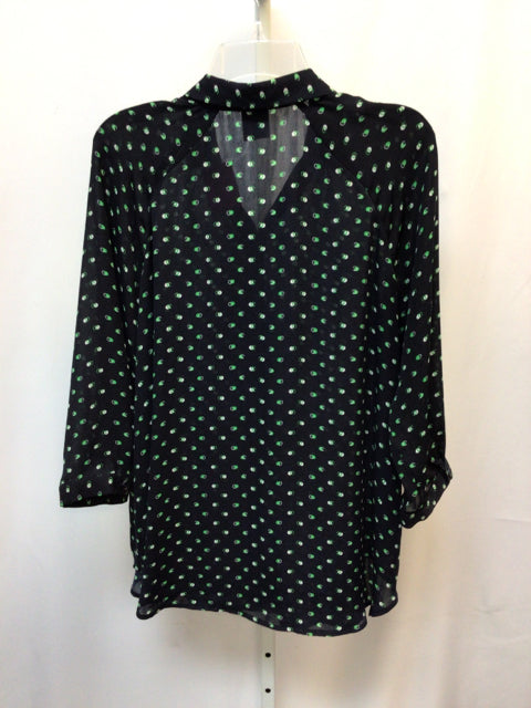 Cabi Size Small Navy Print 3/4 Sleeve Top