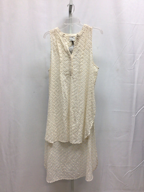 Size Large HD in paris Cream Lace Sleeveless Dress