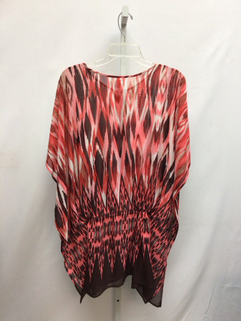 Kenneth Cole Size Large Pink/White Poncho