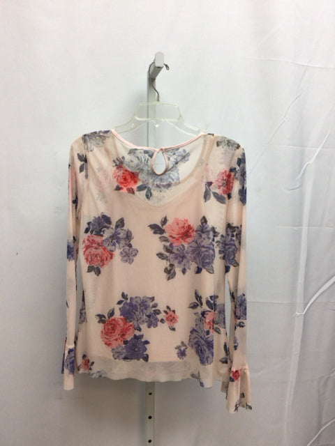 absolutely FAMOUS Size Medium Pink Floral Long Sleeve Top