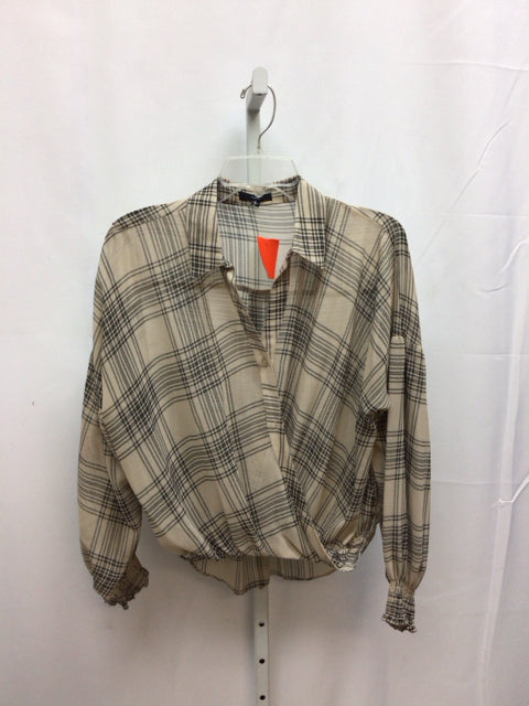 Fate Size Small Tan Plaid Long Sleeve Top