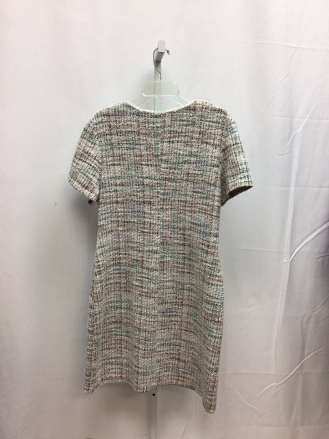 Size 14 Connected White Plaid Short Sleeve Dress