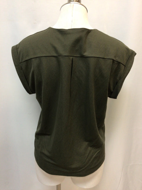 Bobeau Size Small Army Green Short Sleeve Top