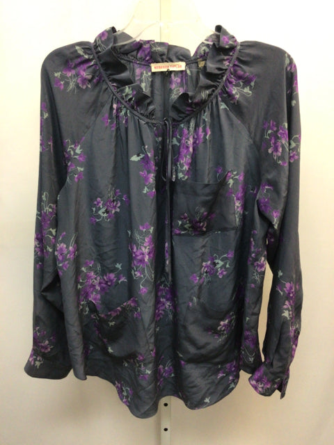 Rebecca Taylor Size 6 Gray floral Long Sleeve Top