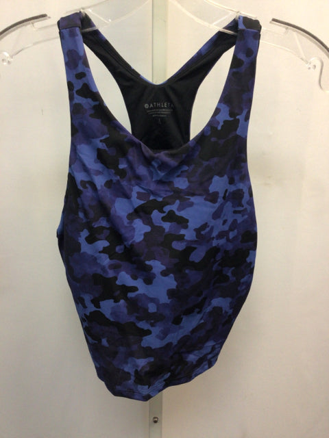 Athleta Size Large Black/Blue Swimsuit Top Only