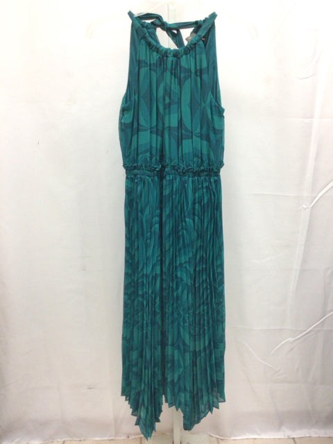 Size 2 Taylor Teal Print Sleeveless Dress