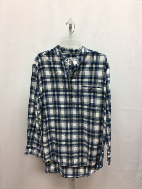 Lee Valley Size Large Blue Plaid Long Sleeve Tunic