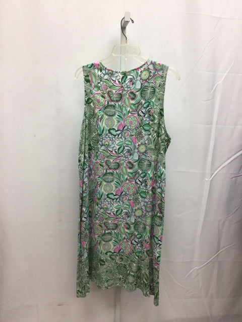 Size Large J.Jill Green Floral Sleeveless Dress