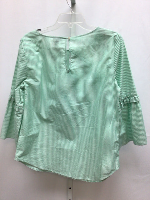 Ann Taylor Size Medium Green/White 3/4 Sleeve Top
