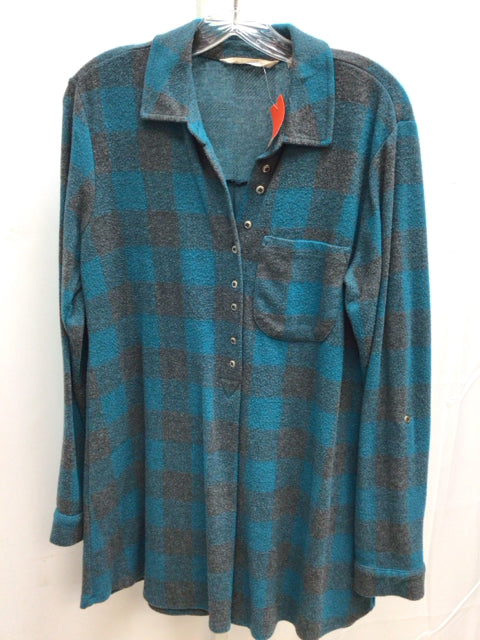 Soft Surroundings Size Small Teal/Gray Long Sleeve Tunic