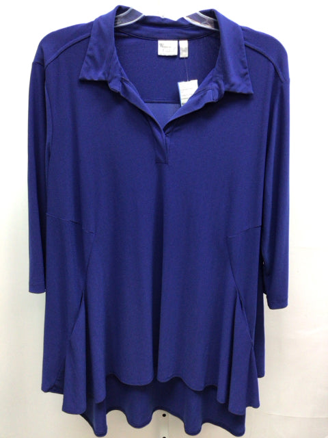 Women with Control Size XL Blue 3/4 Sleeve Top