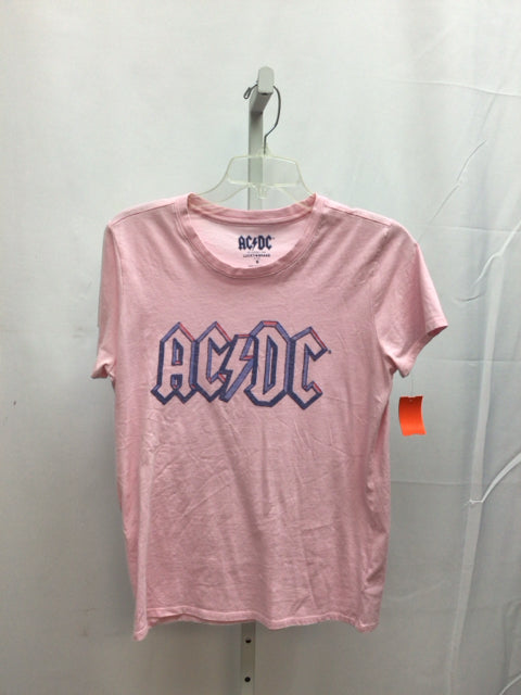 Lucky Brand Size Medium Pink/White Short Sleeve Top