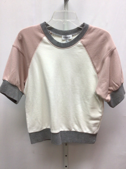 Evereve Size Small Pink/White 3/4 Sleeve Top