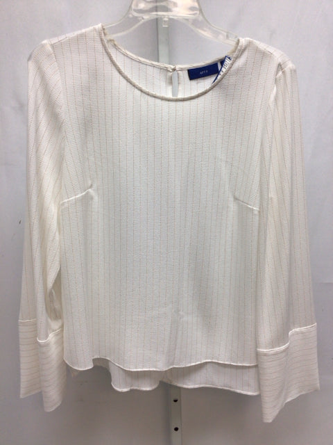 Apt 9 Size Small White Pinstripe Long Sleeve Top