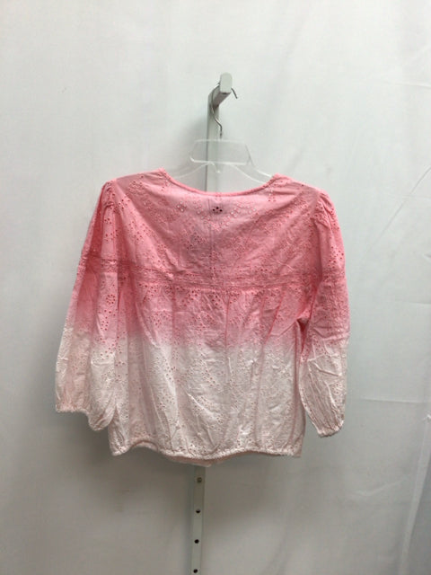 Sanctuary Size Large Pink/White 3/4 Sleeve Top