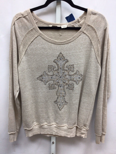 Miss Me Size Large Tan Long Sleeve Top
