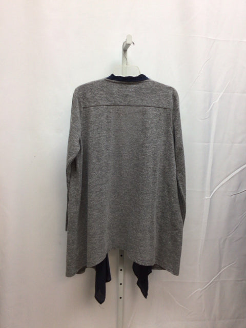 Comme Toi... Size Large Gray/Navy Cardigan