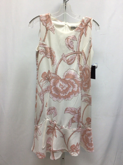 Size 4 Enfocus Studio Cream/Pink Sleeveless Dress