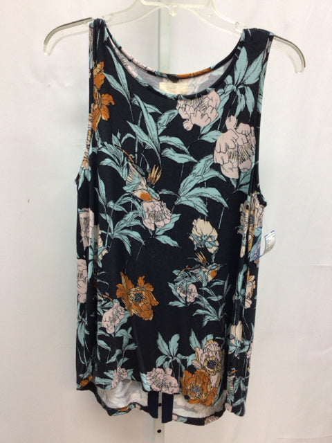 Cupio Size Large Gray floral Sleeveless Top