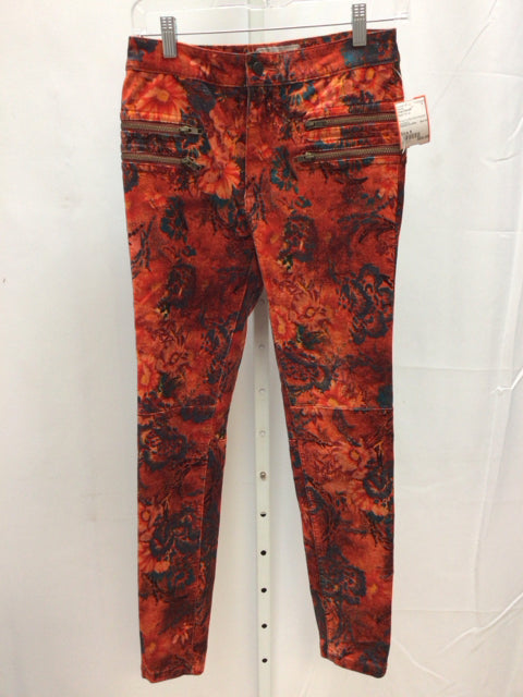 Free People Size 4 Red Floral Pants
