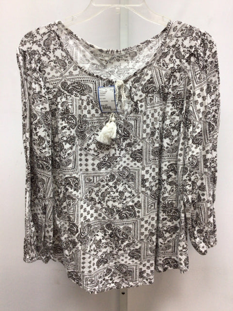 Lucky Brand Size SP White/Black Long Sleeve Top