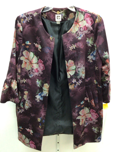 Anne Klein Size Large Purple Floral Jacket