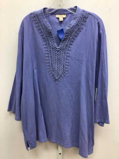 Appleseed's Size 2X Lavender 3/4 Sleeve Top