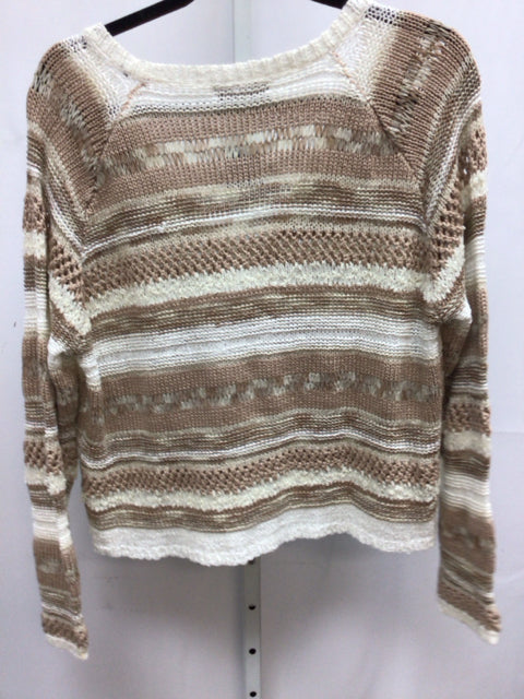 Kerisma Size S/M White/Tan Long Sleeve Sweater